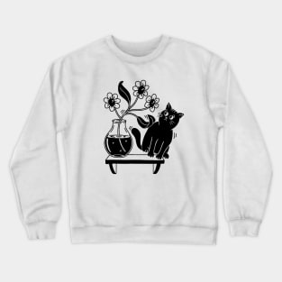 cat and flowers Crewneck Sweatshirt